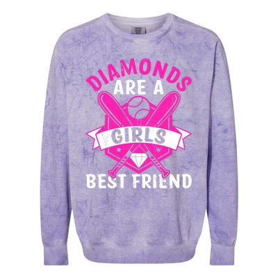 Diamonds Are A Girl Best Friend Baseball Colorblast Crewneck Sweatshirt