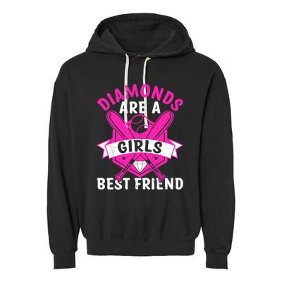 Diamonds Are A Girl Best Friend Baseball Garment-Dyed Fleece Hoodie