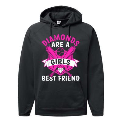 Diamonds Are A Girl Best Friend Baseball Performance Fleece Hoodie