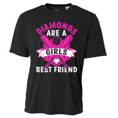 Diamonds Are A Girl Best Friend Baseball Cooling Performance Crew T-Shirt