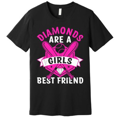 Diamonds Are A Girl Best Friend Baseball Premium T-Shirt