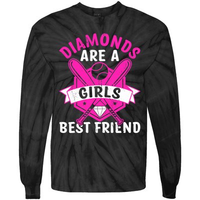 Diamonds Are A Girl Best Friend Baseball Tie-Dye Long Sleeve Shirt