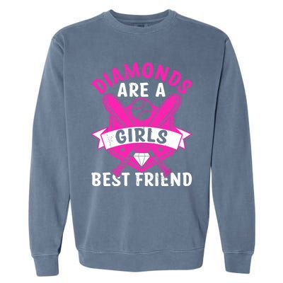 Diamonds Are A Girl Best Friend Baseball Garment-Dyed Sweatshirt