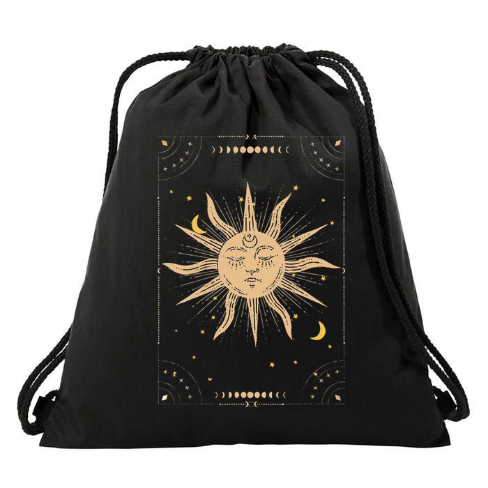 Dark Academia Aesthetic Light Academia Sun And Moon Tarot Drawstring Bag