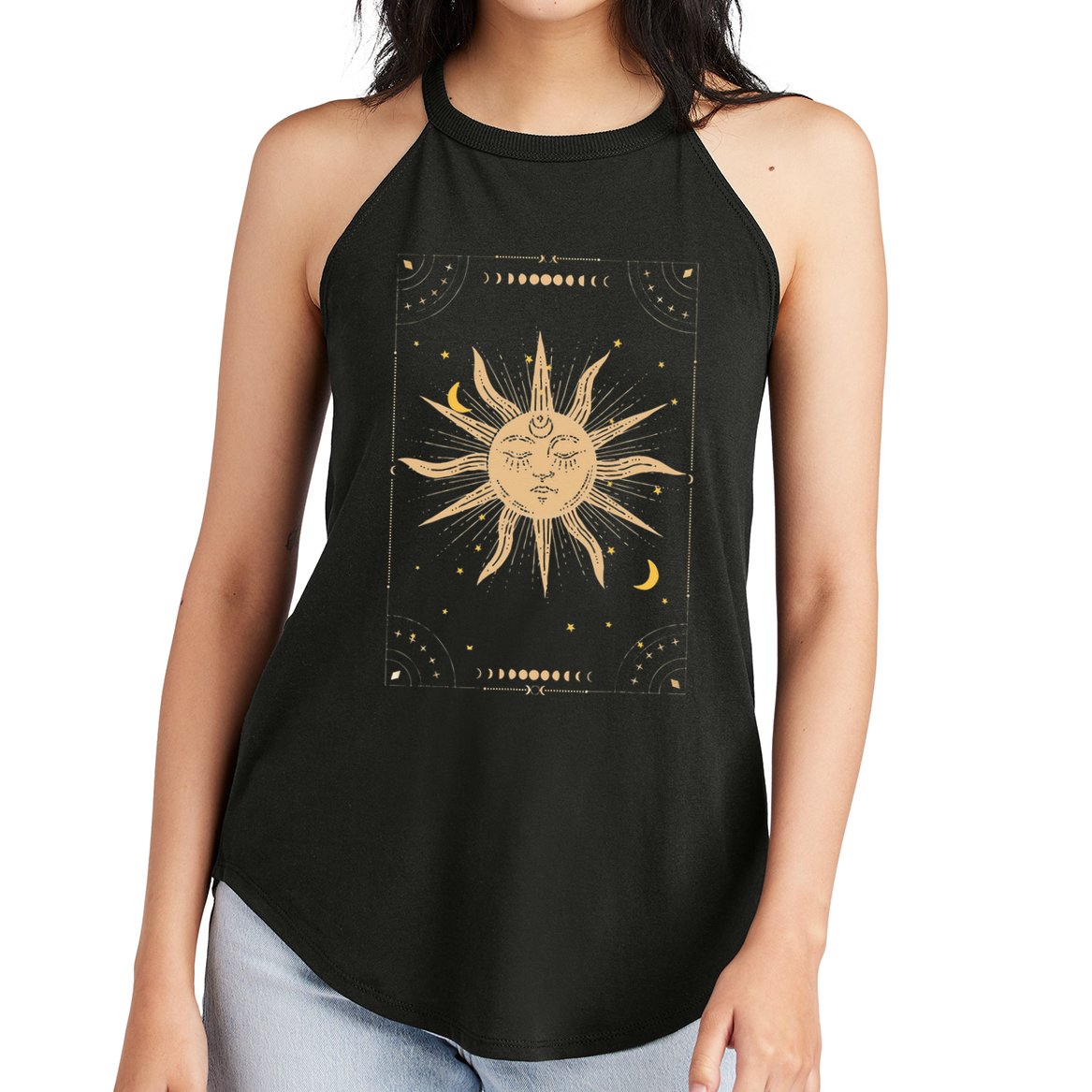 Dark Academia Aesthetic Light Academia Sun And Moon Tarot Women's Perfect Tri Rocker Tank