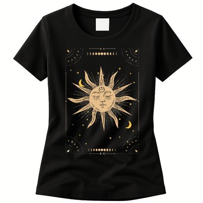 Dark Academia Aesthetic Light Academia Sun And Moon Tarot Womens T-Shirt