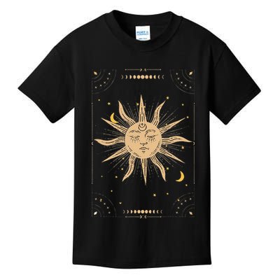 Dark Academia Aesthetic Light Academia Sun And Moon Tarot Kids T-Shirt