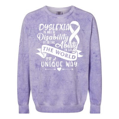 Dyslexia Awareness Ability See World Unique Not Disability Gift Colorblast Crewneck Sweatshirt