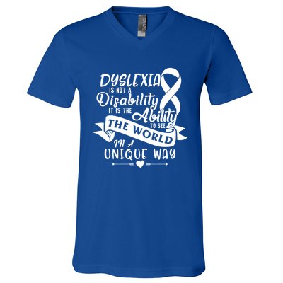 Dyslexia Awareness Ability See World Unique Not Disability Gift V-Neck T-Shirt