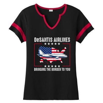 DeSantis Airlines American US Flag Ladies Halftime Notch Neck Tee