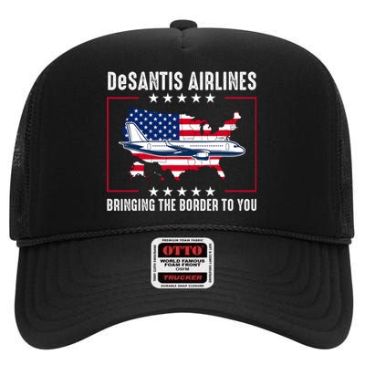 DeSantis Airlines American US Flag High Crown Mesh Back Trucker Hat