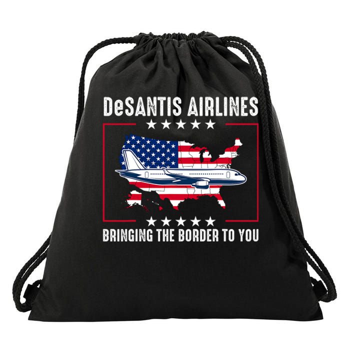 DeSantis Airlines American US Flag Drawstring Bag