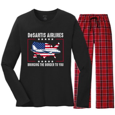 DeSantis Airlines American US Flag Women's Long Sleeve Flannel Pajama Set 