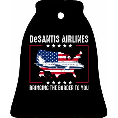 DeSantis Airlines American US Flag Ceramic Bell Ornament