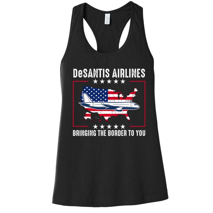 DeSantis Airlines American US Flag Women's Racerback Tank