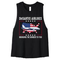 DeSantis Airlines American US Flag Women's Racerback Cropped Tank