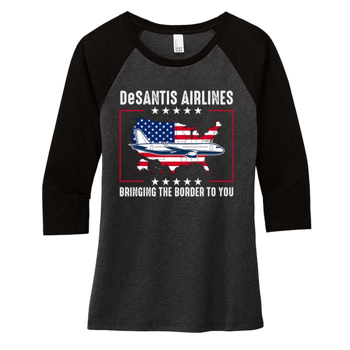 DeSantis Airlines American US Flag Women's Tri-Blend 3/4-Sleeve Raglan Shirt