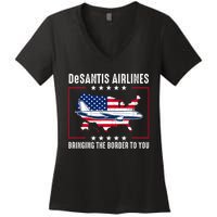 DeSantis Airlines American US Flag Women's V-Neck T-Shirt