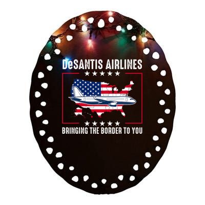 DeSantis Airlines American US Flag Ceramic Oval Ornament