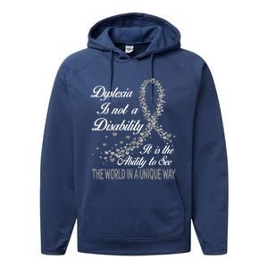 Dyslexia Awareness Ability See World Unique Not Disability Meaningful Gift Performance Fleece Hoodie