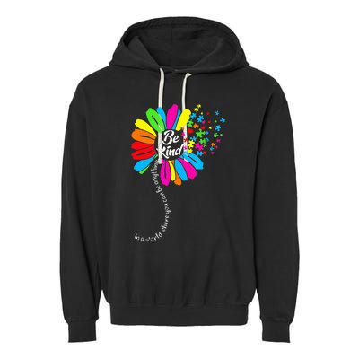 Dandelion Autism Awareness Be Kind Puzzle Mom Support Garment-Dyed Fleece Hoodie