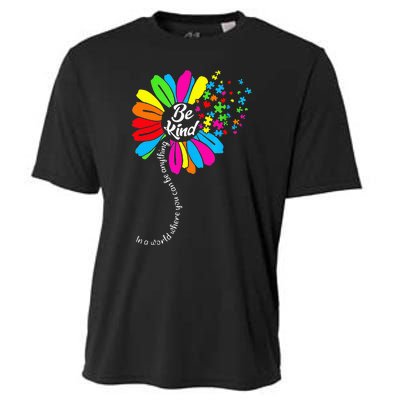 Dandelion Autism Awareness Be Kind Puzzle Mom Support Cooling Performance Crew T-Shirt