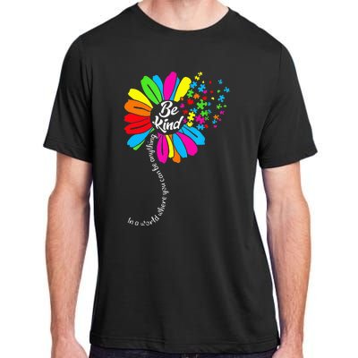 Dandelion Autism Awareness Be Kind Puzzle Mom Support Adult ChromaSoft Performance T-Shirt