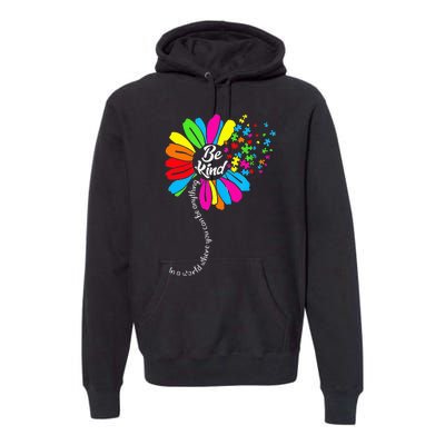 Dandelion Autism Awareness Be Kind Puzzle Mom Support Premium Hoodie