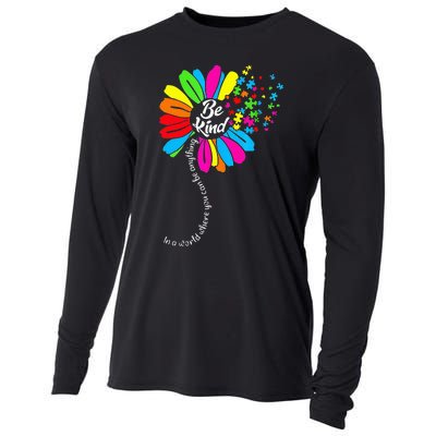 Dandelion Autism Awareness Be Kind Puzzle Mom Support Cooling Performance Long Sleeve Crew