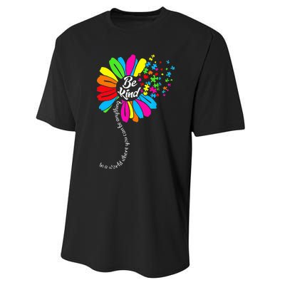 Dandelion Autism Awareness Be Kind Puzzle Mom Support Performance Sprint T-Shirt