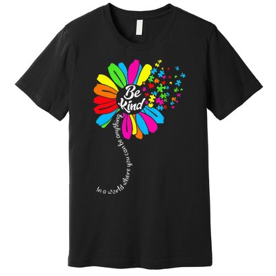 Dandelion Autism Awareness Be Kind Puzzle Mom Support Premium T-Shirt