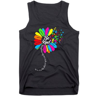 Dandelion Autism Awareness Be Kind Puzzle Mom Support Tank Top