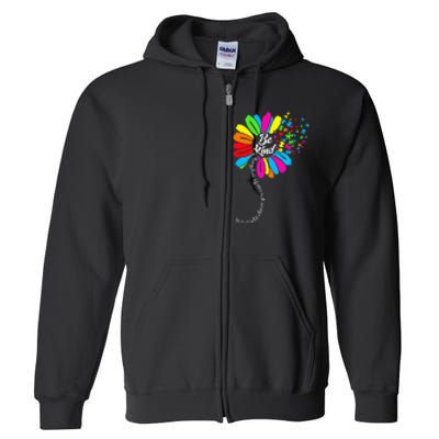 Dandelion Autism Awareness Be Kind Puzzle Mom Support Full Zip Hoodie