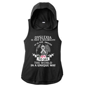 Dyslexia Awareness Ability See World Unique Not Disability Gift Ladies PosiCharge Tri-Blend Wicking Draft Hoodie Tank