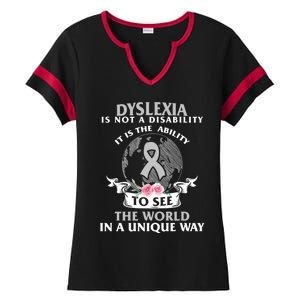 Dyslexia Awareness Ability See World Unique Not Disability Gift Ladies Halftime Notch Neck Tee