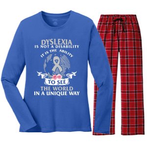 Dyslexia Awareness Ability See World Unique Not Disability Gift Women's Long Sleeve Flannel Pajama Set 