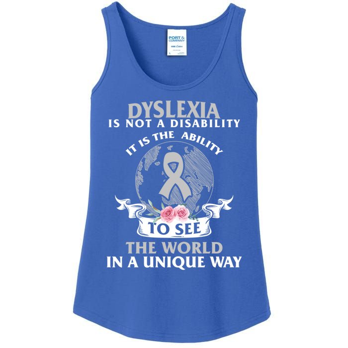 Dyslexia Awareness Ability See World Unique Not Disability Gift Ladies Essential Tank