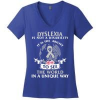 Dyslexia Awareness Ability See World Unique Not Disability Gift Women's V-Neck T-Shirt