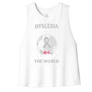 Dyslexia Awareness Ability See World Unique Not Disability Gift Women's Racerback Cropped Tank