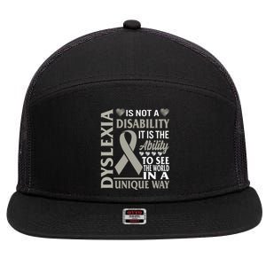 Dyslexia Awareness Ability See World Unique Not Disability Gift 7 Panel Mesh Trucker Snapback Hat