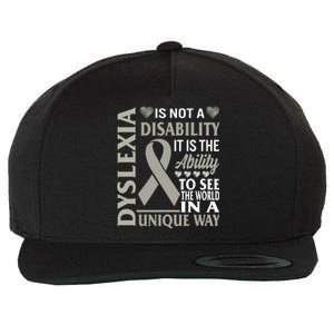 Dyslexia Awareness Ability See World Unique Not Disability Gift Wool Snapback Cap