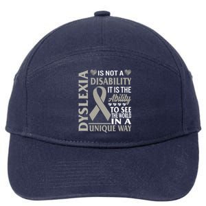 Dyslexia Awareness Ability See World Unique Not Disability Gift 7-Panel Snapback Hat