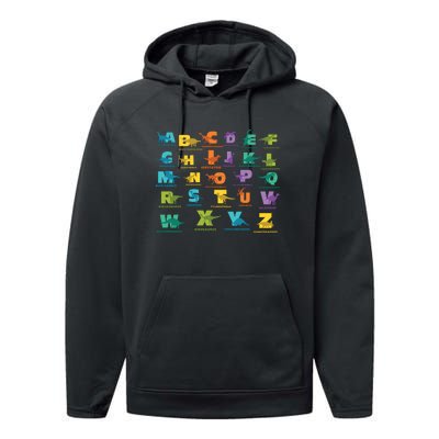 Dinosaurs Alphabet ABC Dino Identification Performance Fleece Hoodie