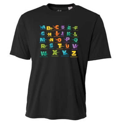 Dinosaurs Alphabet ABC Dino Identification Cooling Performance Crew T-Shirt