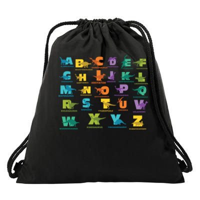 Dinosaurs Alphabet ABC Dino Identification Drawstring Bag