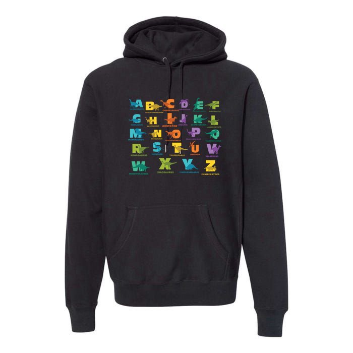 Dinosaurs Alphabet ABC Dino Identification Premium Hoodie