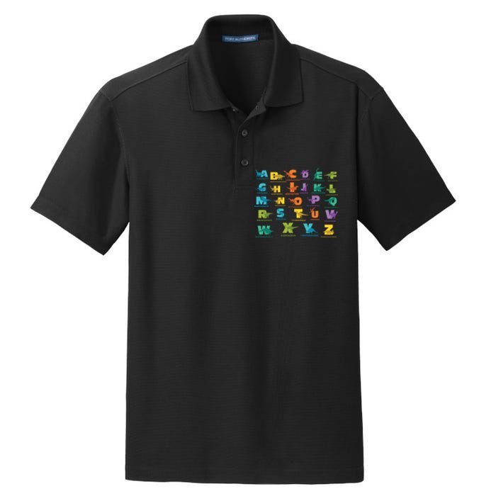 Dinosaurs Alphabet ABC Dino Identification Dry Zone Grid Polo