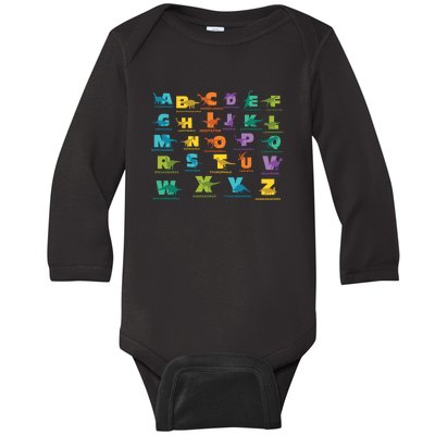 Dinosaurs Alphabet ABC Dino Identification Baby Long Sleeve Bodysuit