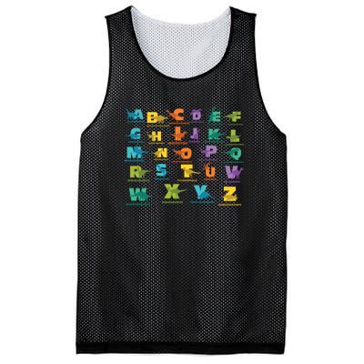 Dinosaurs Alphabet ABC Dino Identification Mesh Reversible Basketball Jersey Tank