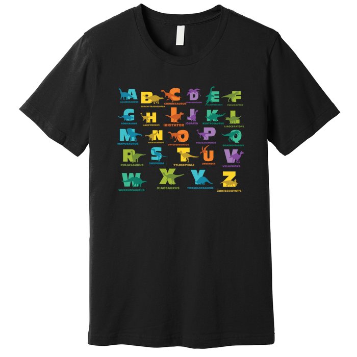 Dinosaurs Alphabet ABC Dino Identification Premium T-Shirt